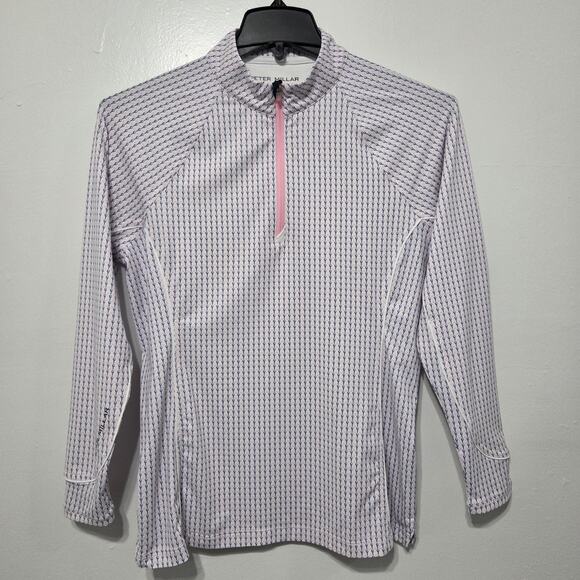 Peter Millar Women's Pink/Blue Golf Ball Patterned Long-sleeve top Medium - Picture 1 of 10